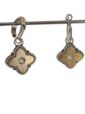 Brighton Cathedral Reversible Hoop Earrings Two Tone Crystal Drop